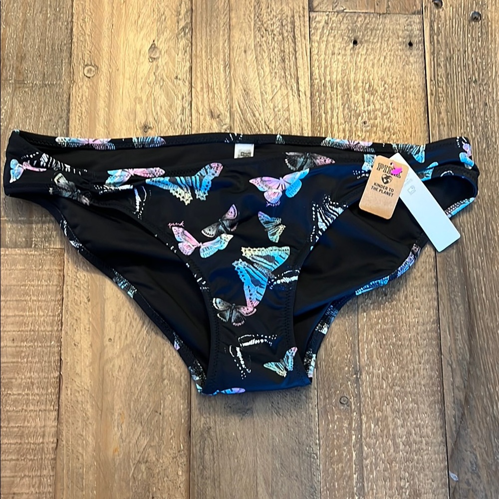 PINK Victoria's Secret Black Bikini Bottom with Butterfly Design